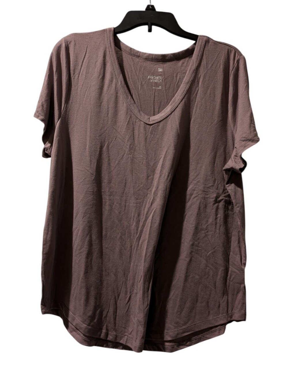 SO V-Neck Short Sleeve Tee in Mauve Brown